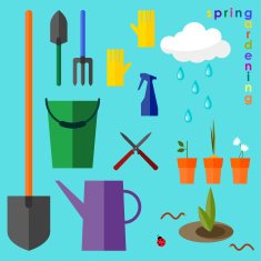 brightly colored conceptual illustration on the theme of spring gardening