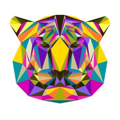 Abstract bright blended polygonal triangle geometric tiger isolated on white N2