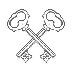 Crossed hand drawn keys design element vector N4