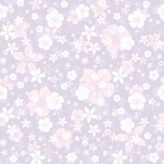 Vector seamless pattern with white and pink flowers on purple