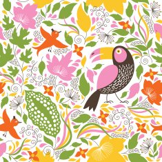 Seamless floral background with a birds N2