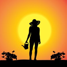 Vector silhouette of a gardener N100