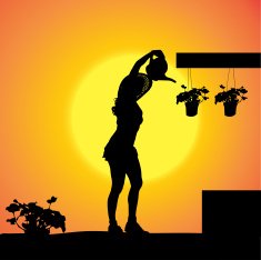 Vector silhouette of a gardener N101