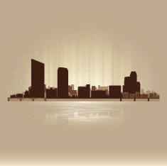 Grand Rapids Michigan brown skyline city silhouette