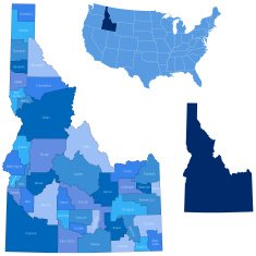 Idaho state & counties map