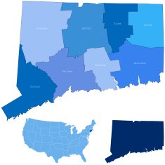 Connecticut state & counties map