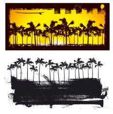 grunge banner with palms