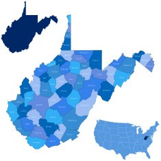 West Virginia state & counties map