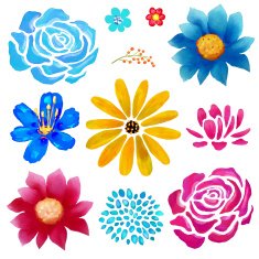Hand painted flowersl watercolor set