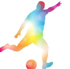 Abstract Soccer Player Scoring in Beautiful Summer Haze