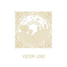 Vector landscape illustration in linear style