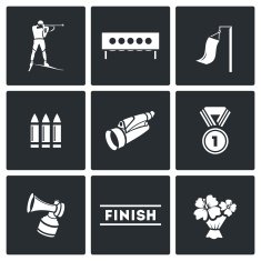 Biathlon icon set