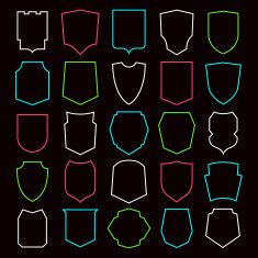 Shield contour icons set