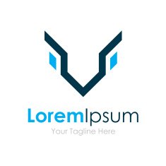Tech blue sharp airplane line simple business icon logo