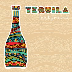 Mexican Background With Fancy Bottles Of Tequila