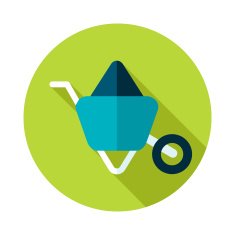 Wheelbarrow carts flat icon with long shadow N2