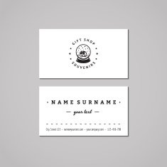 Souvenirs business card design concept Logo with snow globe
