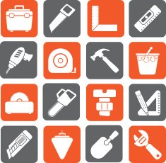 Silhouette Construction objects and tools icons