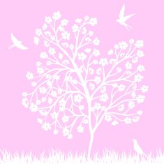 blooming tree and birds N8