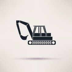 Vector black Excavator icon on light background