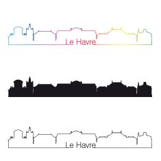 Le Havre skyline linear style with rainbow