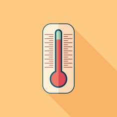 Thermometer flat square icon with long shadows N2