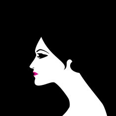 beautiful girl face silhouette with black hair N2