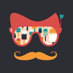 Colorful hipster sunglasses with ice cream on a stick N2