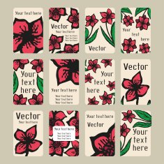 Business cards with doodling flowers in tattoo style