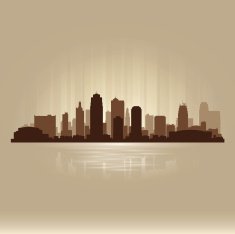 Kansas city Missouri brown skyline silhouette