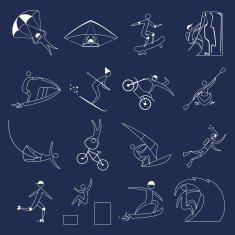 Extreme sports icons outline