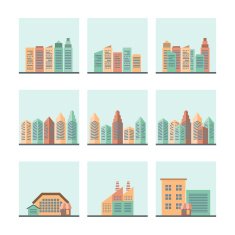 Cityscape icons set N2