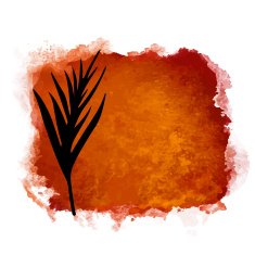 Watercolor coffee paint stain and leaves