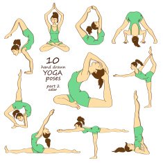 Set of isolated yoga poses