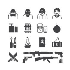 Icons set terrorist vector design N2