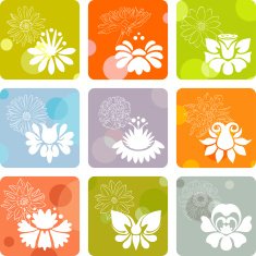 Bright floral icons