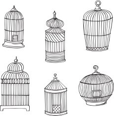 vector silhouettes of bird cages