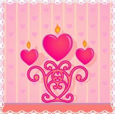 invitation card love heart candle candlestick