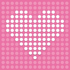 Heart of dots on a pink background N2