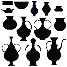 Black silhouettes pots