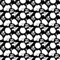 Seamless pattern with silhouettes vegetables and leafs