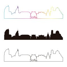 Sofia skyline linear style with rainbow