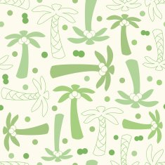 Coconut palm tree silhouette and outline seamless pattern N4