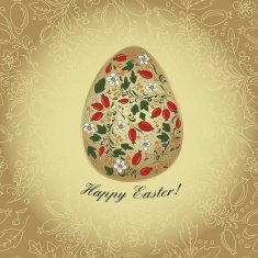 Easter egg with barberry gold greeting card