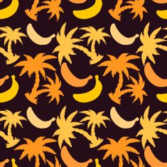 Seamless pattern with coconut palm trees and bananas N6