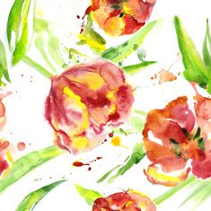 Seamless watercolor with tulips N2