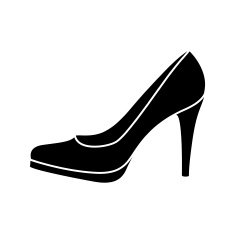 Black and white lady's shoe icon N2