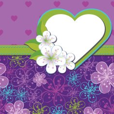 Spring Design template Cherry flowers background and heart N2