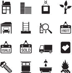 Silhouette Real Estate and building icons N3