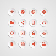 Web site vector icons set bend paper effect N26